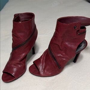 Elegant Red Peep-Toe Ankle Boots